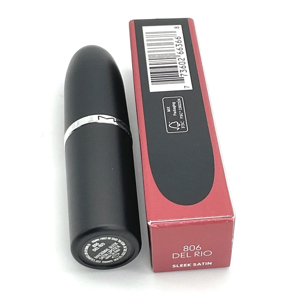 MAC MACximal Sleek Satin Lipstick 806 Del Rio Muted Plum Brown 0.12oz NEW